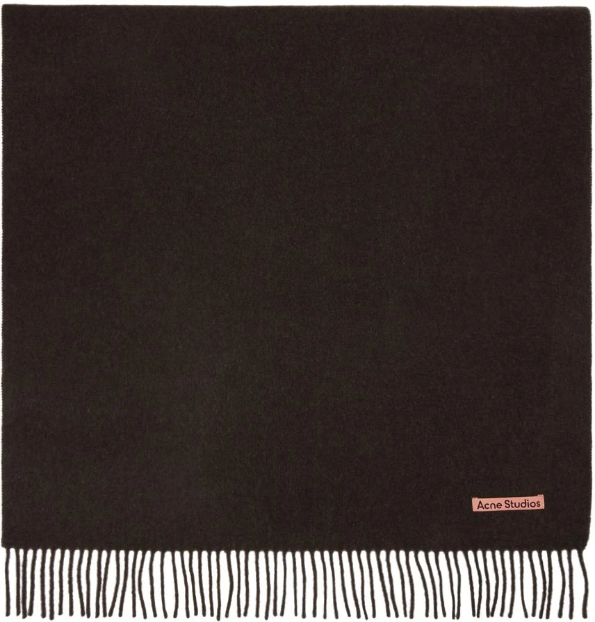 Acne Studios Brown Oversized Fringe Wool Scarf 1