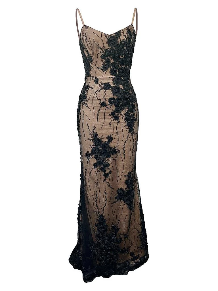 Dress The Population Giovana Floral Tulle Mermaid Gown 1