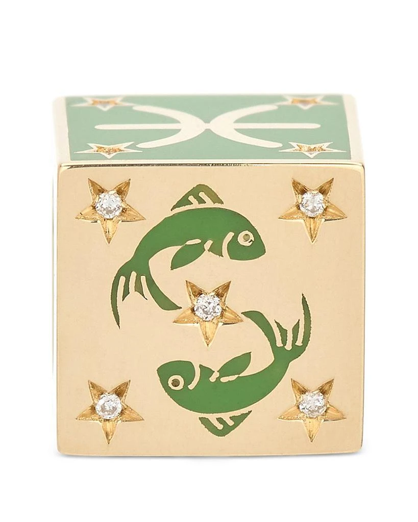 Adina Reyter 9K Pisces Zodiac Diamond 
Ceramic Block Big Bead 1