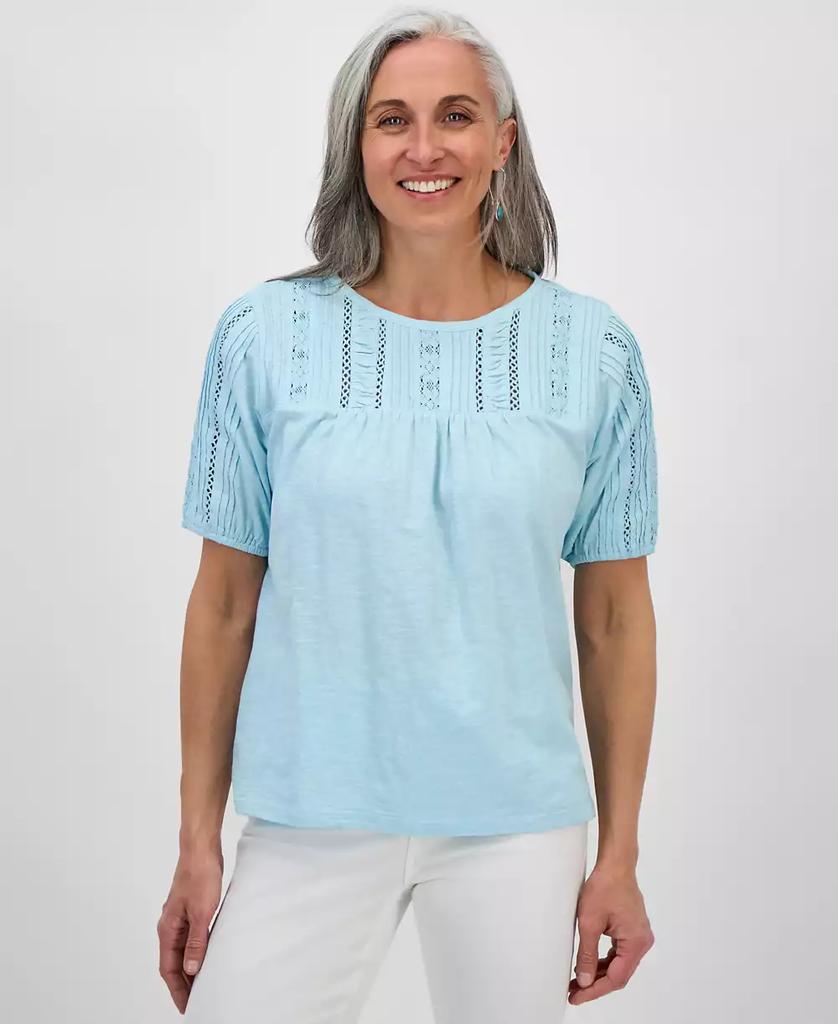 売れ筋商品|||スタイルアンドコー カットソー トップス レディース Petite Short-Sleeve Knit Henley, Exclusively at Macy's Indsutrial Blue Combo Style & Co Petite Short-Sleeve Knit Henley, Exclusively at
