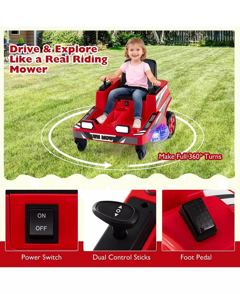 Mecale 12V Ride on Lawn Mower for Kids with Dual Control Sticks and LED Lights 9
