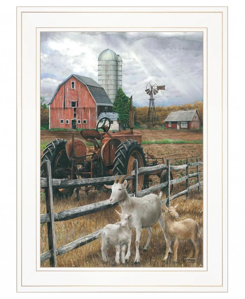 Hivvago The Old Tractor 2 White Framed Print Wall Art 2