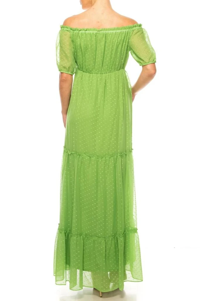 Maison Tara Short Sleeve Tiered Maxi Dress In Grass 3