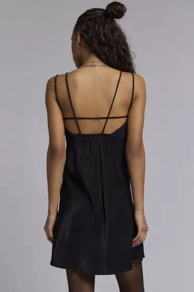 Glamorous Glamorous Black Satin Strappy Mini Dress 4