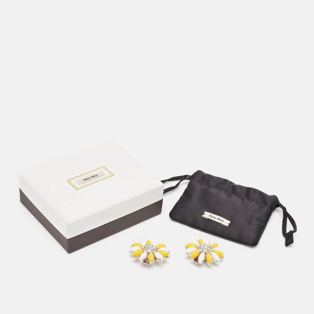 Miu Miu Miu Miu Composite Crystals Silver Tone Clip-On Earrings 5