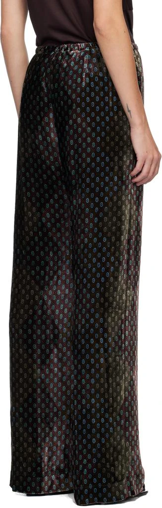 Dries Van Noten Khaki 
Burgundy Elasticated Trousers 3