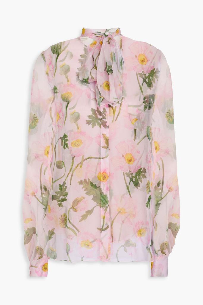 Oscar de la Renta Pussy-bow floral-print silk-chiffon blouse