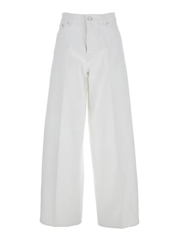 HAIKURE 'Bethany' White Jeans With Logo Patch On The Back In Cotton And Linen Blend Woman 1