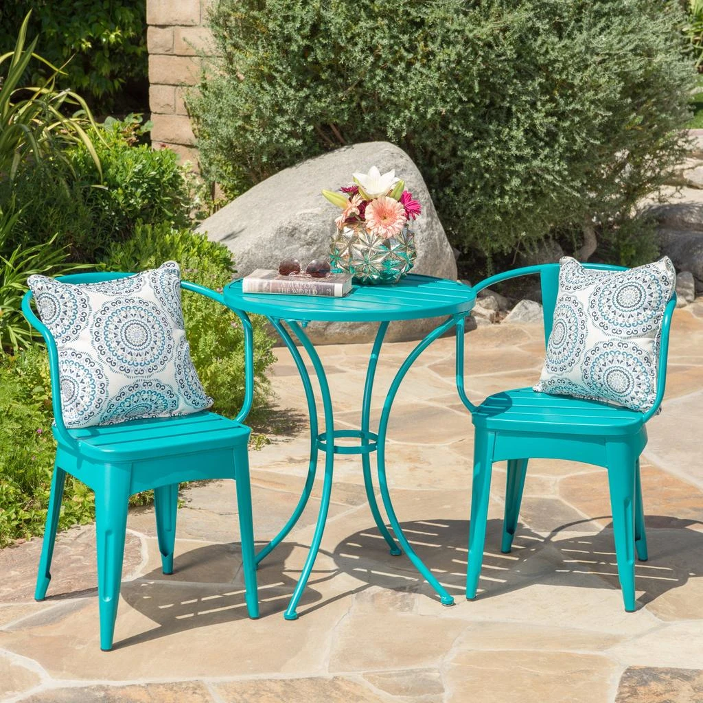 Streamdale Furniture Streamdale Whimsical Outdoor Bistro Set: Durable Iron Table And Chairs With Water-Resistant Finish 1