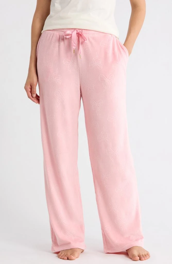 JACLYN Embossed Bow Velour Pants