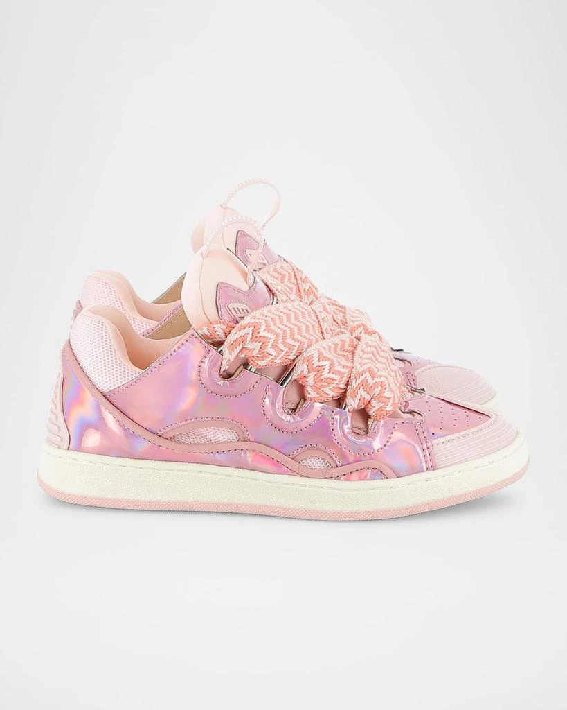 Lanvin Girl's Curb Leather and Textile Chunky Low-Top Sneakers, Kids 1