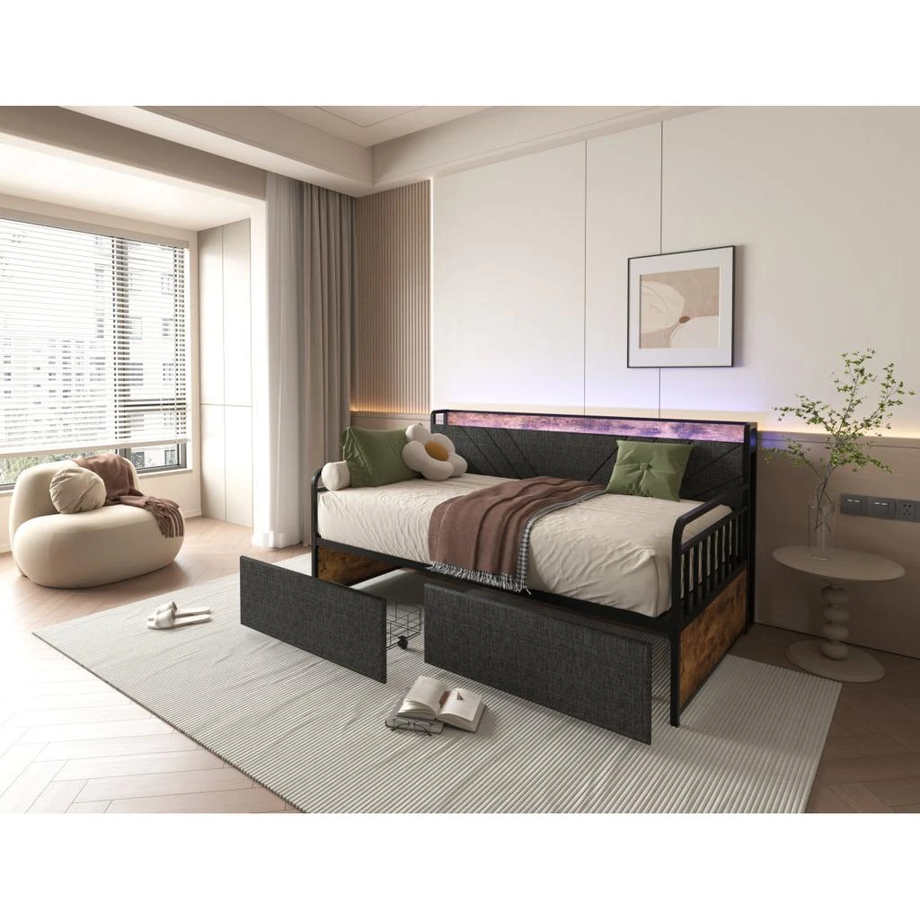 Streamdale Furniture Streamdale Twin Daybed with Drawers and Charging Station 4