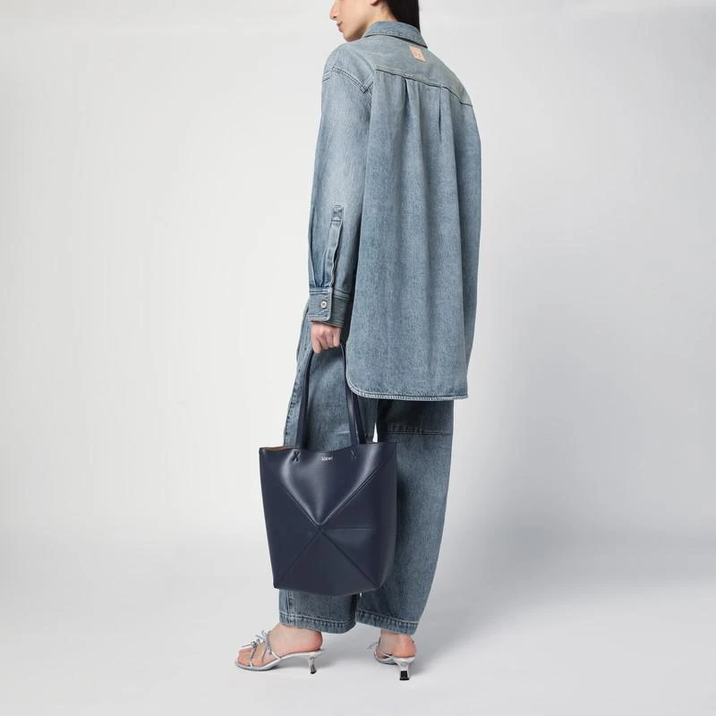 Loewe Medium Tote Bag Puzzle Fold Abyss Blue 2