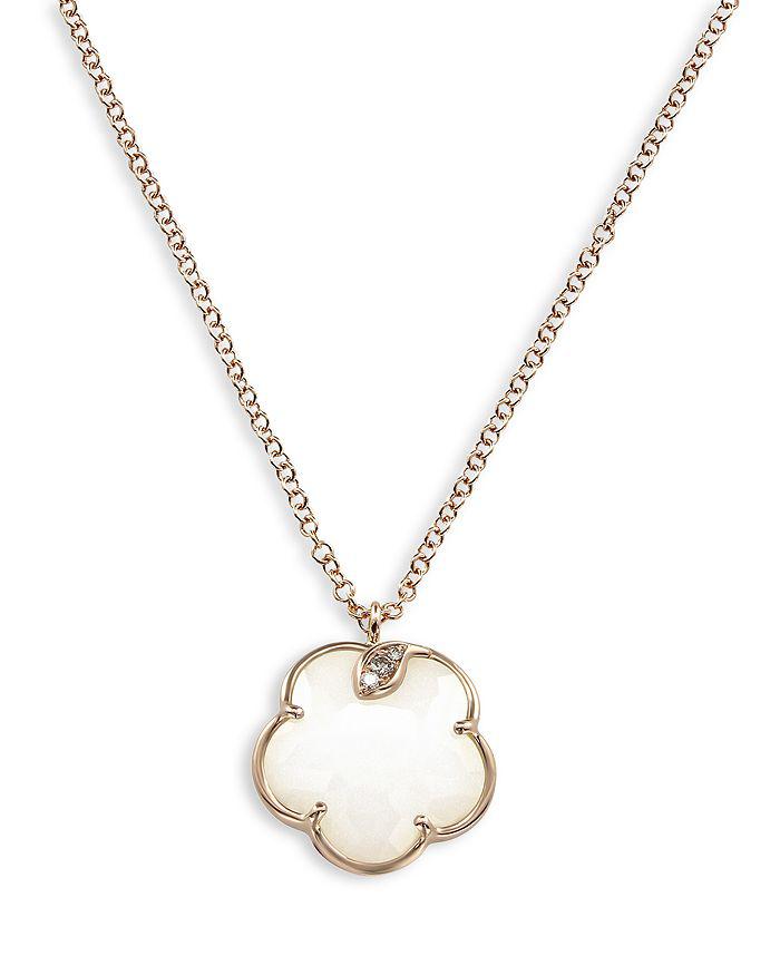 Pasquale Bruni 18K Rose Gold Petit Joli White Agate and Diamond Pendant Necklace, 16.75"