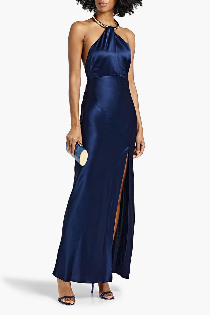 NICHOLAS Edyth satin-crepe halterneck gown