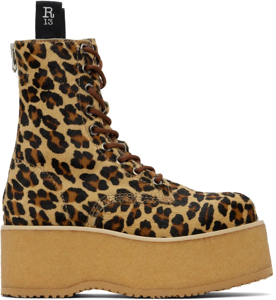R13 Beige & Brown Double Stack Boots 1