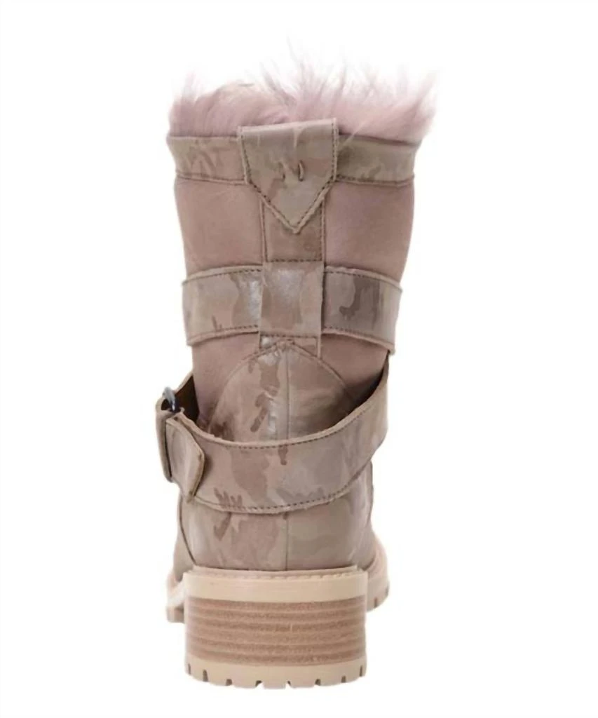 Ross & Snow Emilina Weatherproof Shearling Moto Boot In Blush Camo 4