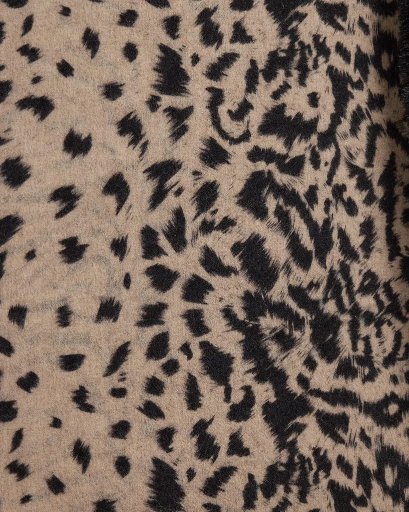 La Fiorentina Reversible Animal-Print Wool-Blend Wrap with Faux Fur Trim 4