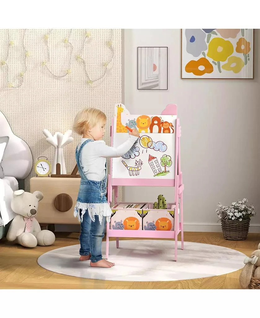 HONGGE Double Sided Kids Art Easel with Whiteboard and Chalkboard 2