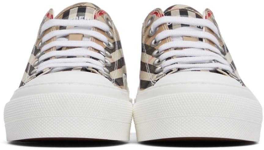 Burberry Beige Canvas Vintage Check Sneakers
