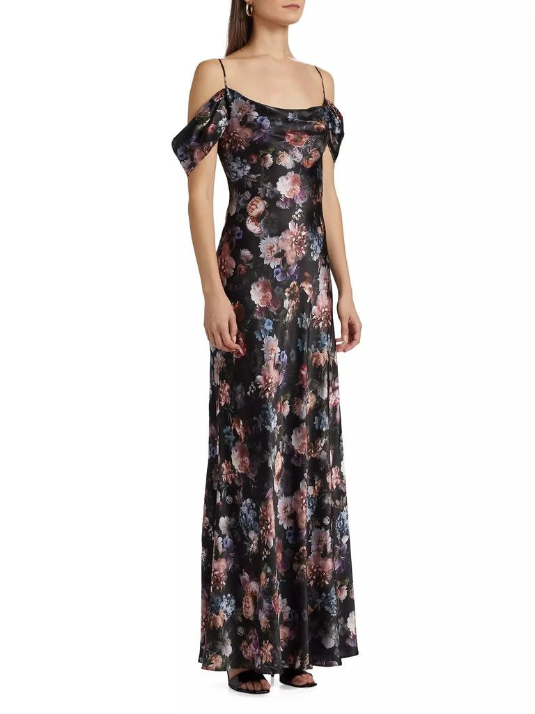 L'Agence Kenna Floral Cold-Shoulder Silk Maxi-Dress 4
