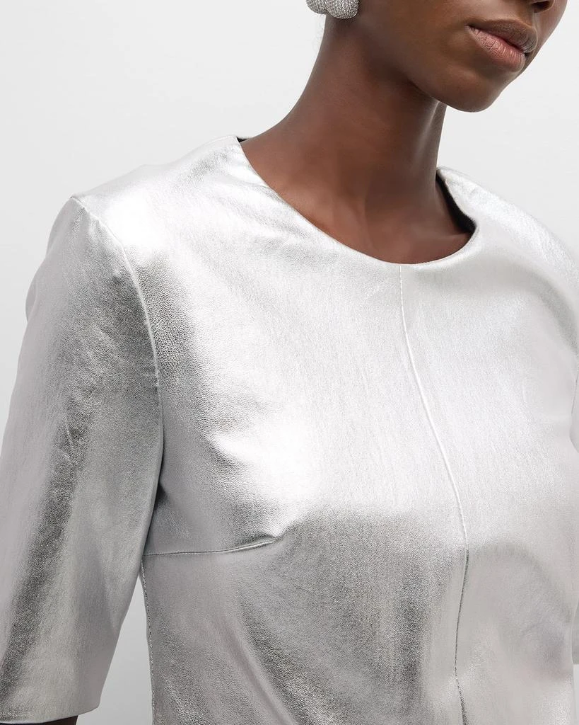 ROSETTA GETTY Leather Fitted T-Shirt 5