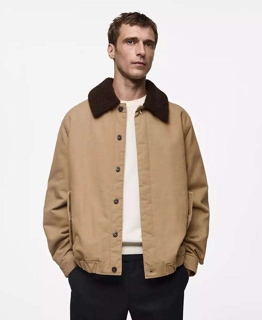 Mango Men
s Sheepskin Collar Quilted Jacket