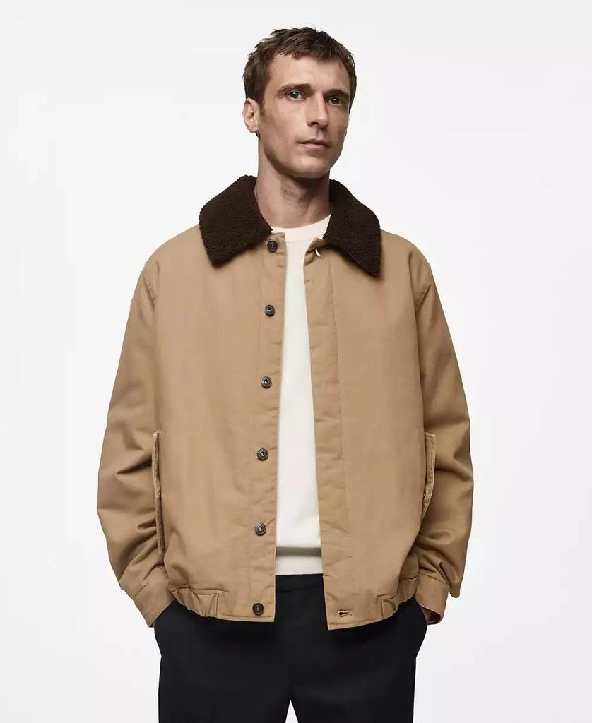 Mango Men
s Sheepskin Collar Quilted Jacket 1