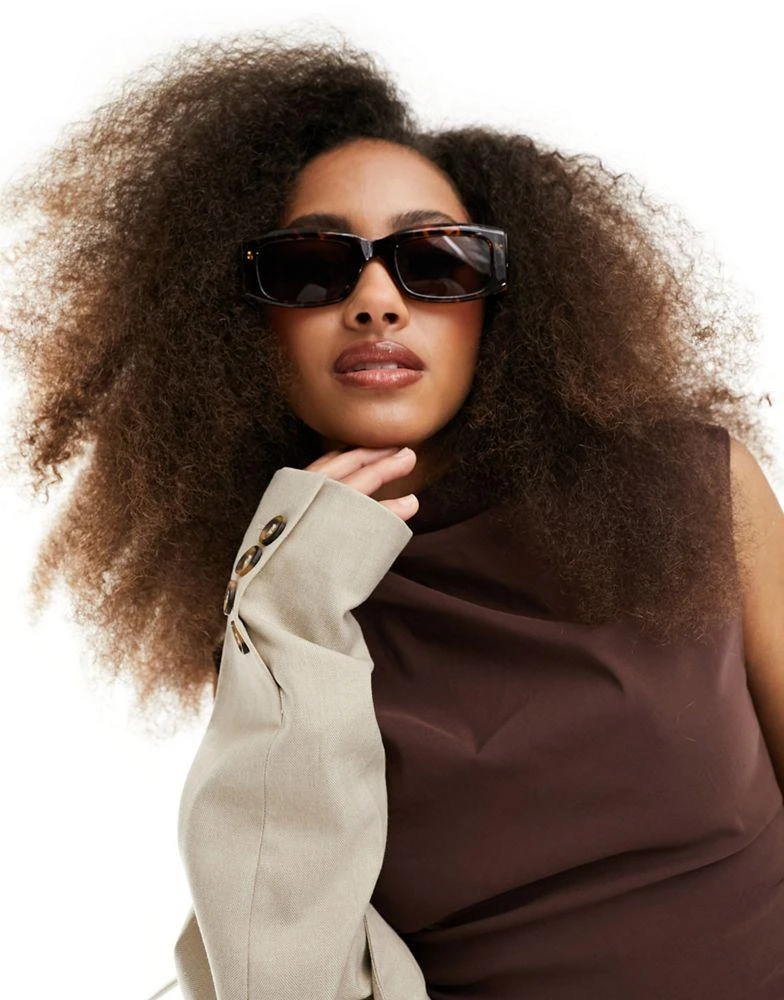 & Other Stories & Other Stories rectangle sunglasses in brown tortoise shell 4
