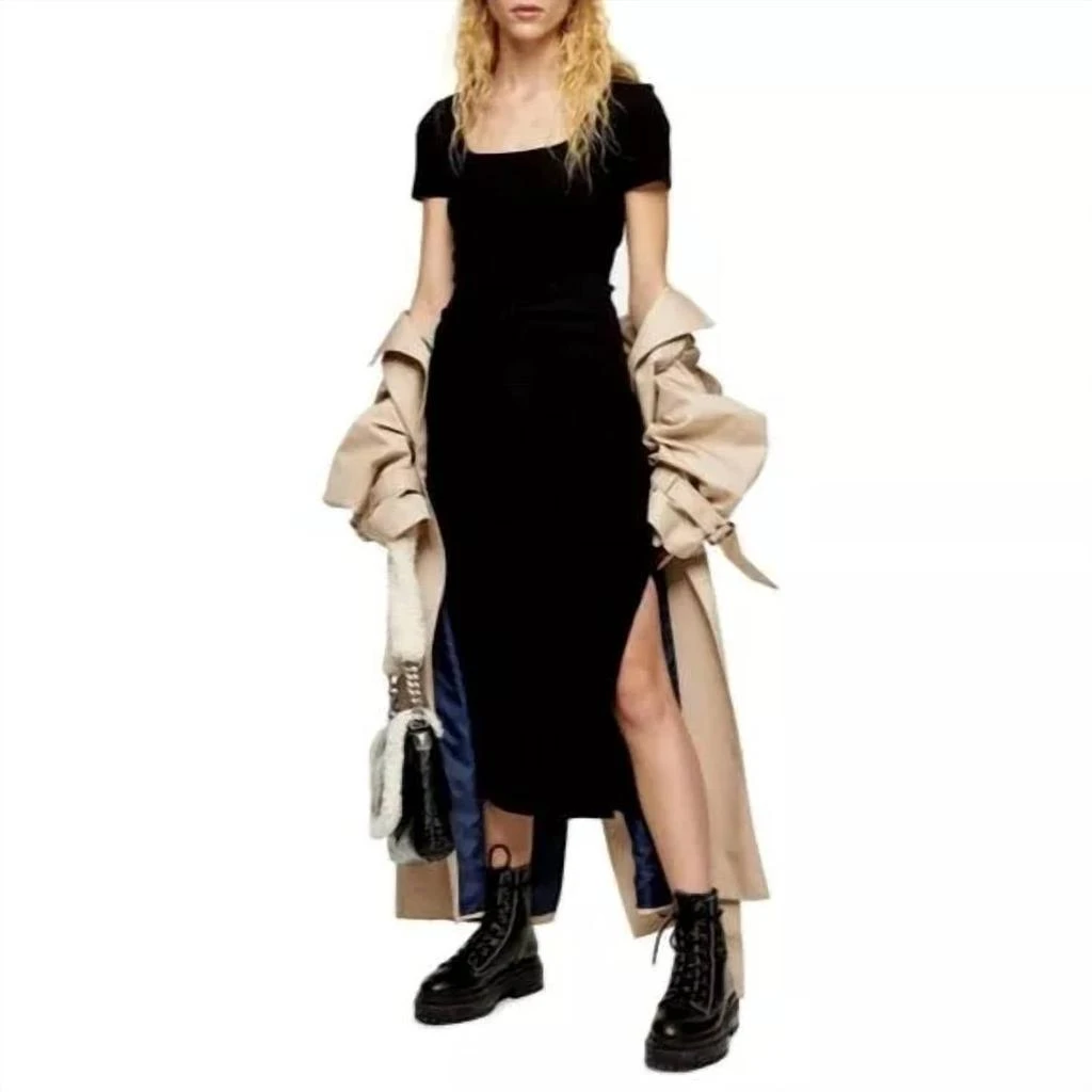 Rib Knit Tie Waist Slit Bodycon Stretch Midi Dress In Black On Sale Now with Up to 10% Off | Discover Exclusive Deals & Savings at BeyondStyle Authentic Topshop women|clothing|dresses Rib Knit Tie Waist Slit Bodycon Stretch Midi Dress In Black On Sale Now with Up to 10% Off | Discover Exclusive Deals & Savings at BeyondStyle Authentic Topshop women|clothing|dresses