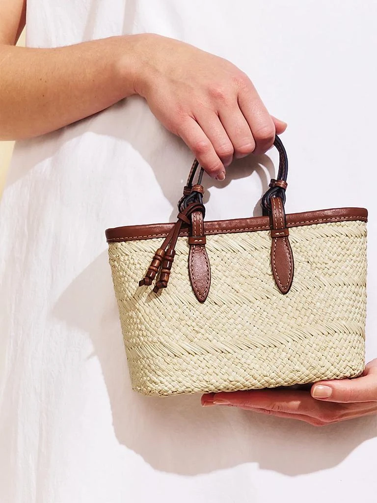 Hunting Season Mini Leather-Trimmed Woven Tote Bag 3