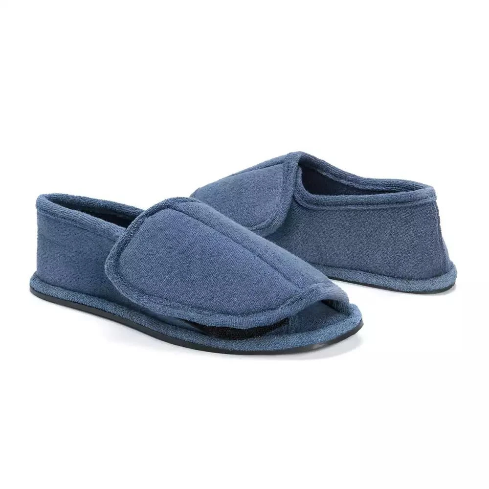 MUK LUKS Men's Terry Open Toe Velcro Slippers 4