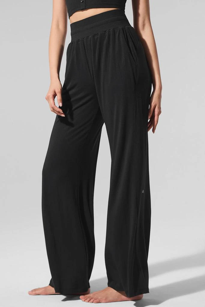 Alo Semi-Sheer Delicate Lounge Flare Pant - Black 1