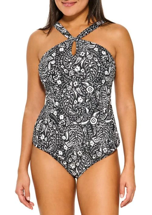 Crown & Ivy™ Ivy Fresh Paisley High Neck Tankini Swim Top 1