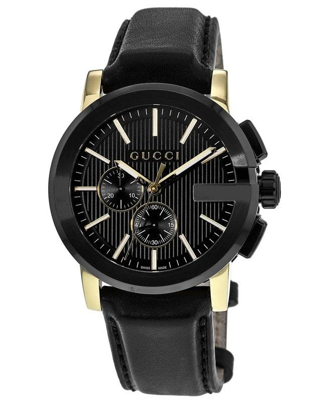 Gucci Gucci G-Chrono XL Black Dial Leather Strap Men
s Watch YA101203 1