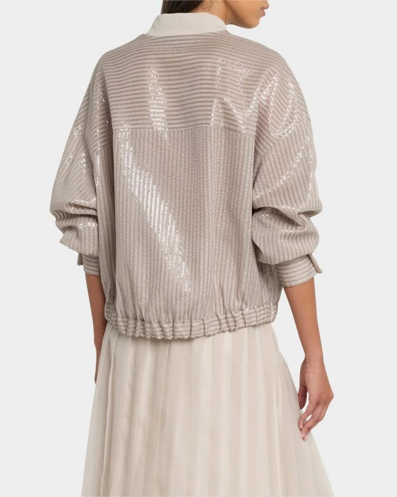 Brunello Cucinelli Stripe Sequined Organza Bomber Jacket 3