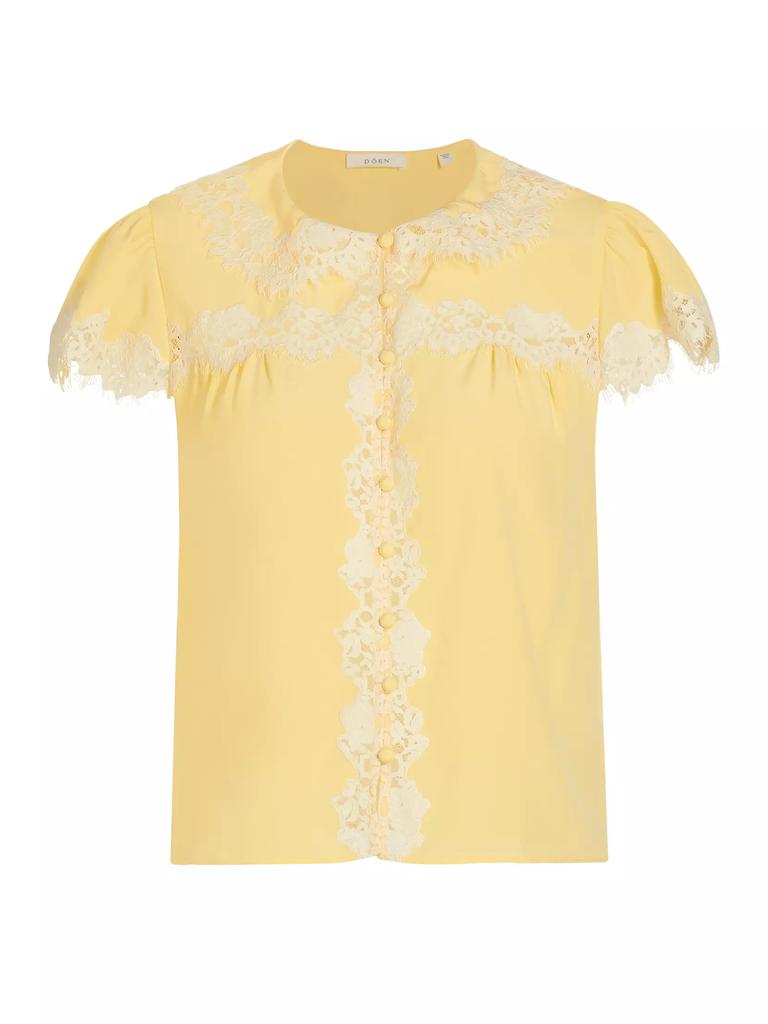 【美品】 YILON Bloom lace set blouse Japanese Kimono Floral Silky Satin Blouse Top White S/M/L/XL