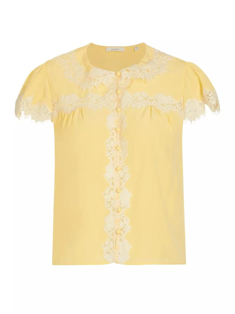 DÔEN Josephine Lace-Trim Silk Blouse 1