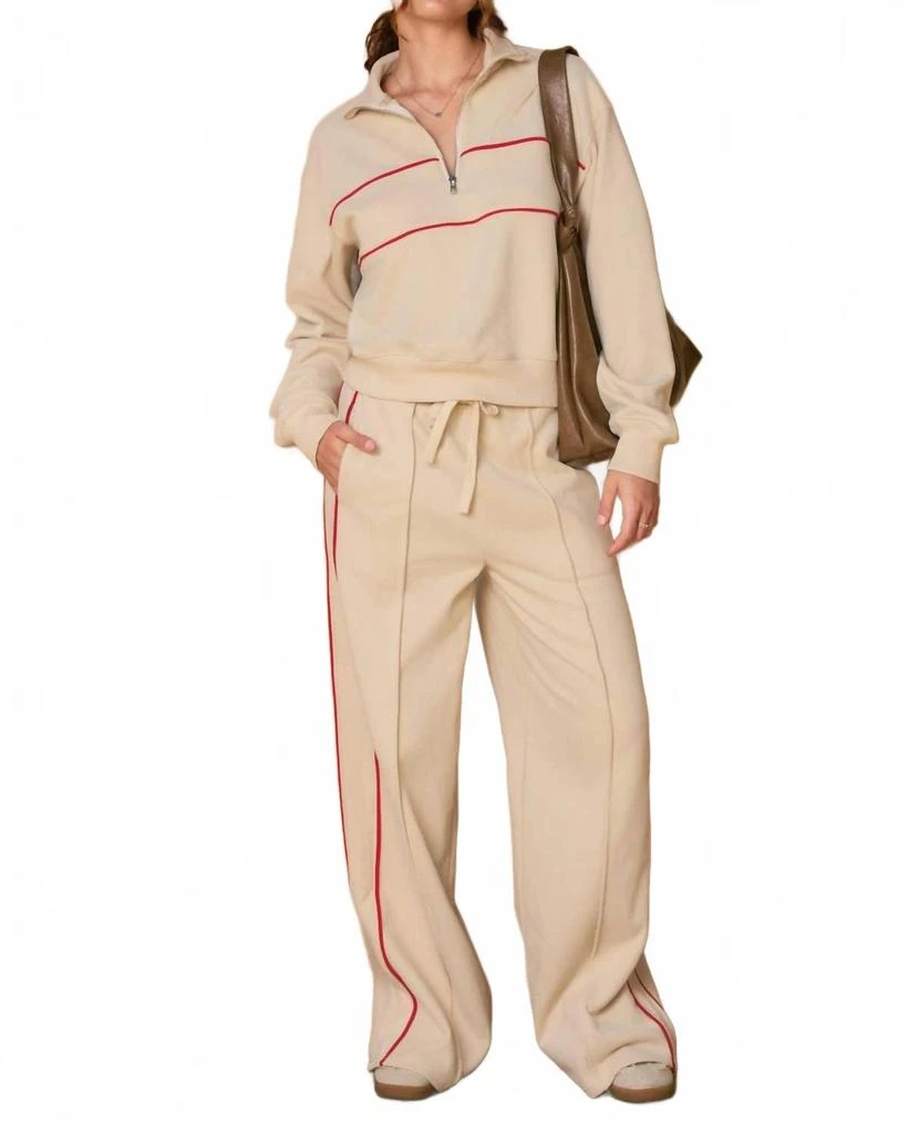 Dress Forum Track Stripe Wide Leg Sweatpants In Cream