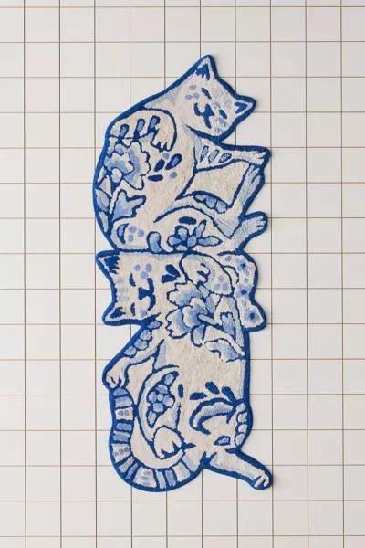 Urban Outfitters Delft Cat Shaped Tufted Bath Mat 3