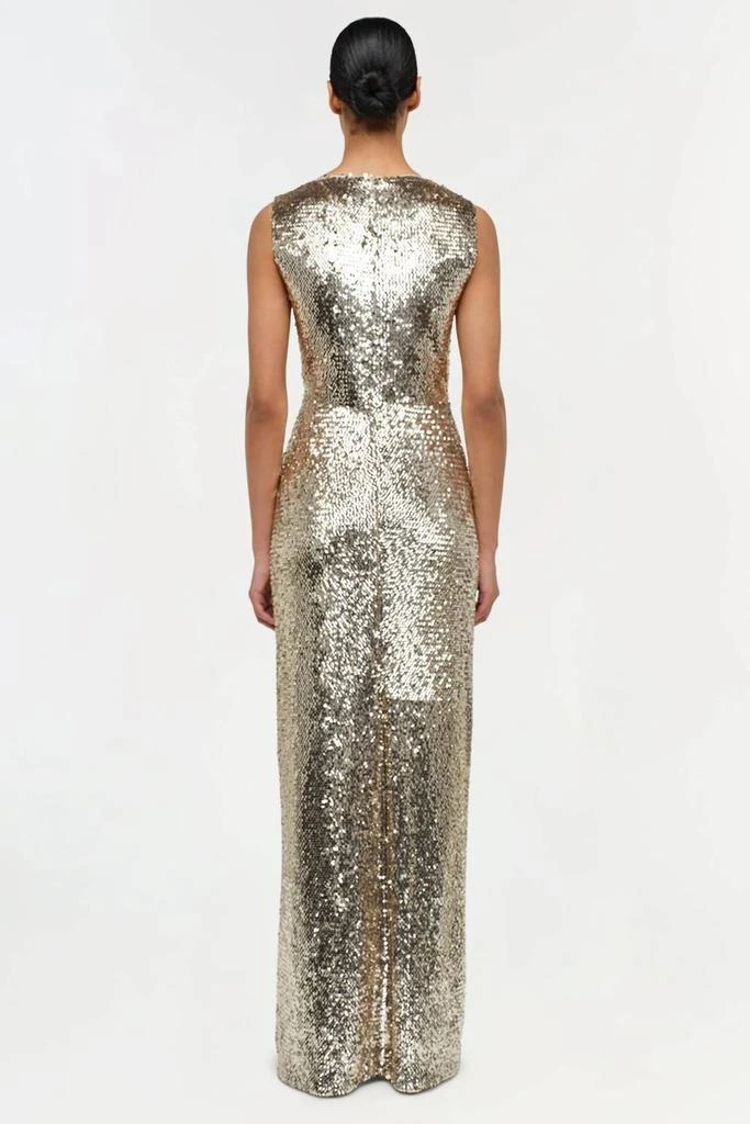 SIMKHAI Felicity Draped Sequin Gown In Gold Multi 2
