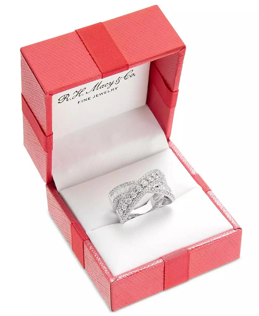 Effy EFFY® Diamond Round & Baguette Crossover Statement Ring in White Gold (3/4 ct. t.w.) (Also available in 14k Gold) 4