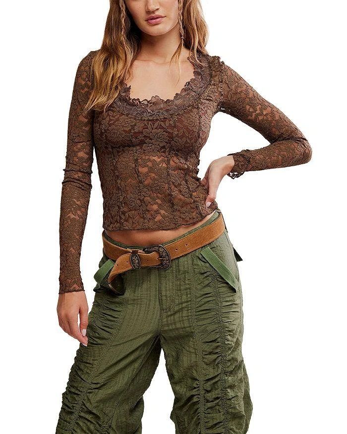 Free People All Night Sheer Floral Top