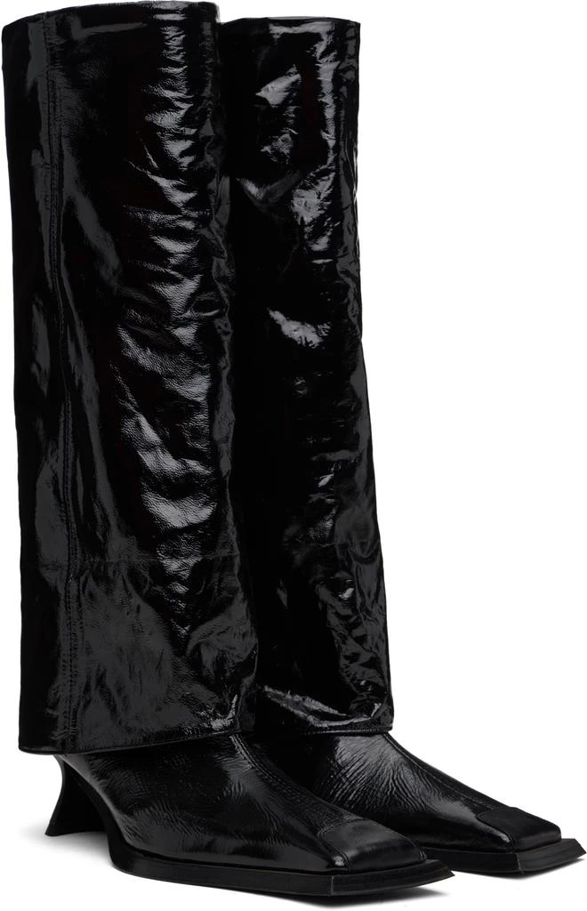 MIISTA Black Morgan Fold Over Tall Boots 4