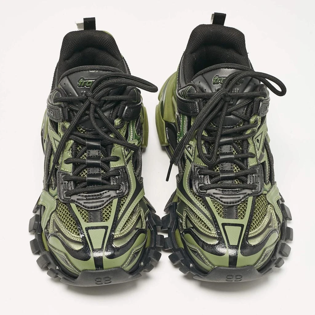 Balenciaga Balenciaga Green/Black Faux Leather and Mesh Track Sneakers Size 40 3