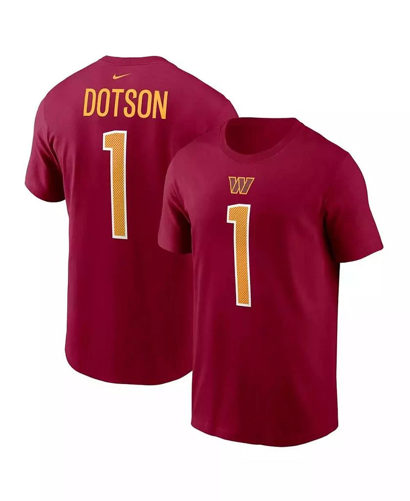 NIKE Men's Jahan Dotson Burgundy Washington Commanders 2022 NFL Draft First Round Pick Player Name & Number T-shirt 1
