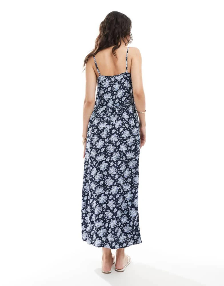Miss Selfridge Miss Selfridge strappy scoop neck maxi slip dress in blue bow 4