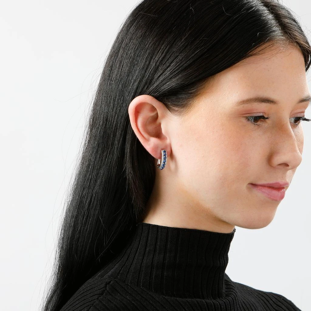 MaxColor 925 Sterling Silver Simulated Ruby Round Hoop Earrings, 0.75 inches 5