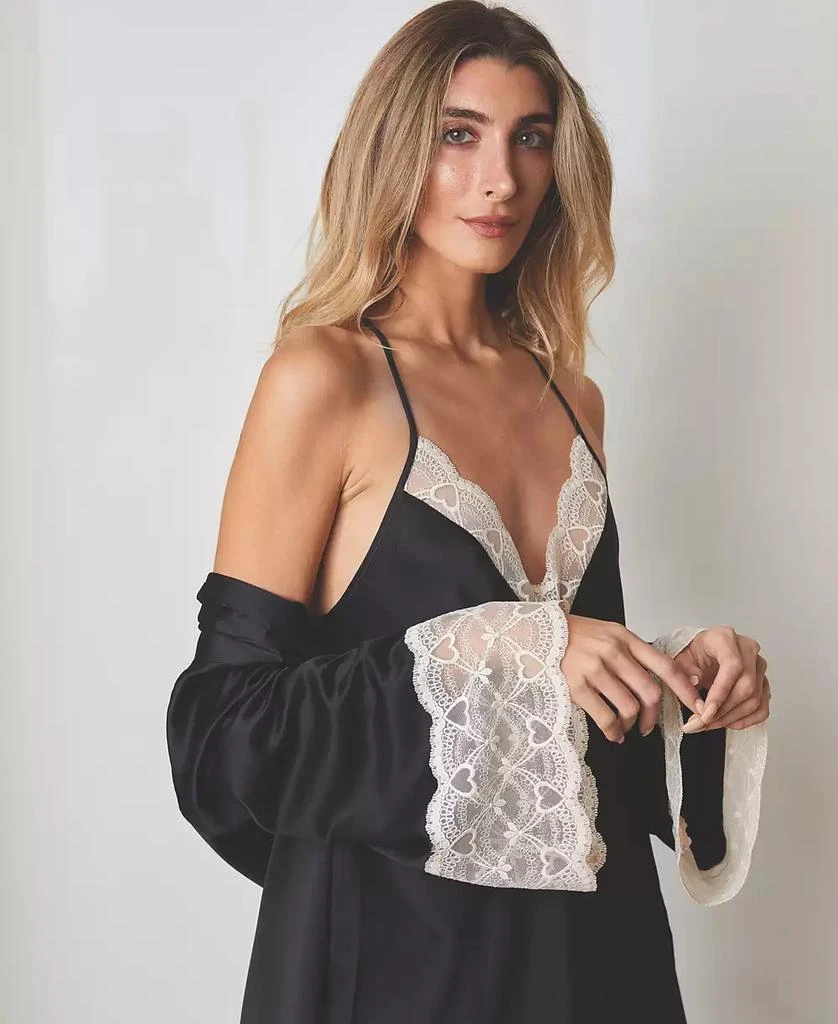 Flora Nikrooz Kit Heart Lace Matte Charmeuse Wrap Robe 4