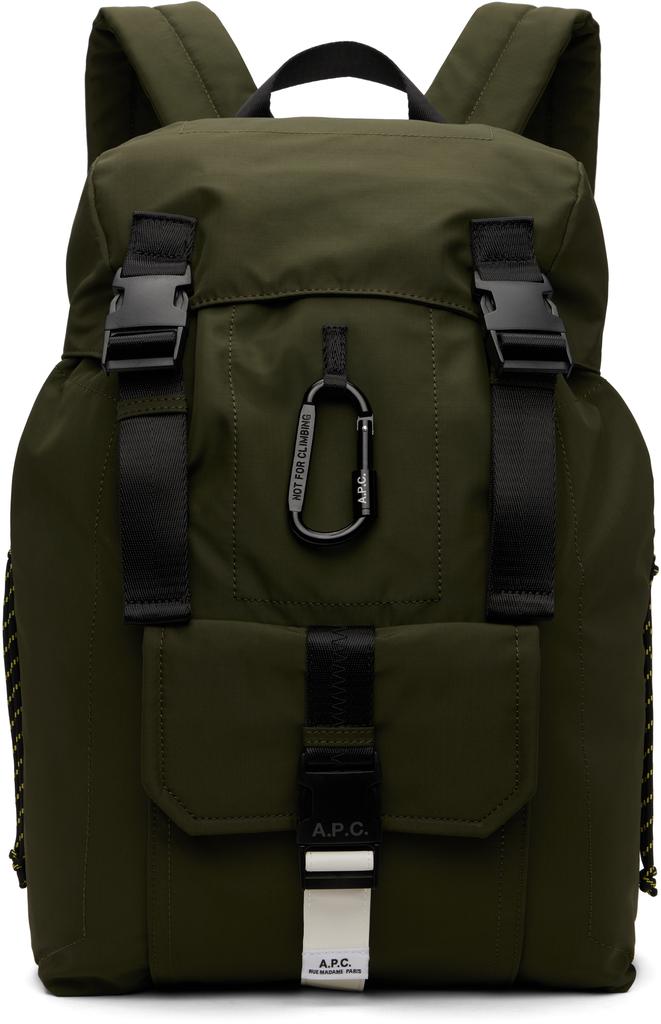 バッグ A.P.C. GREEN Backpack with logo APC A.P.C. Logo Patch Zip-Up Backpack – On Sale Now with Up to